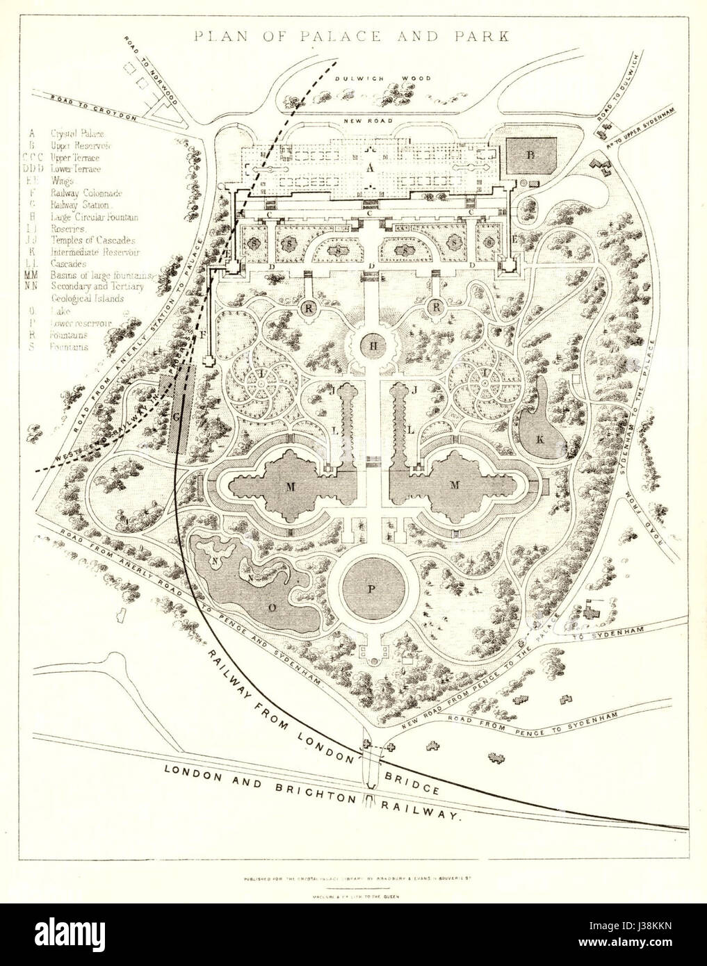 Crystal Palace Park 1857 Stockfoto