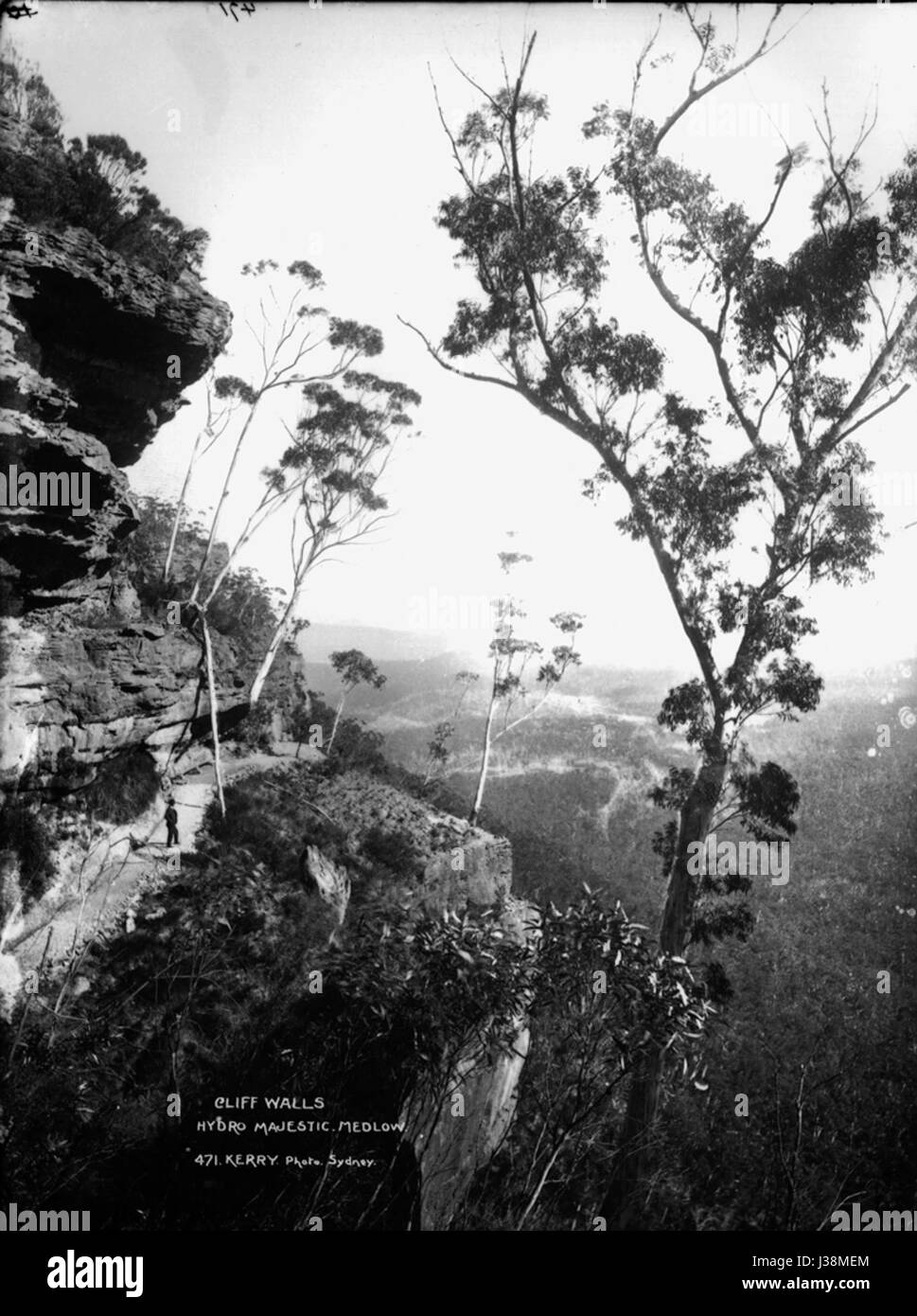 Das Hydro Majestic ist ein historisches Hotel in Medlow Baths, New South Wales, Australien. Bekannt für seine atemberaubende Lage an den Klippen bietet es einen atemberaubenden Blick auf die Blue Mountains. Stockfoto