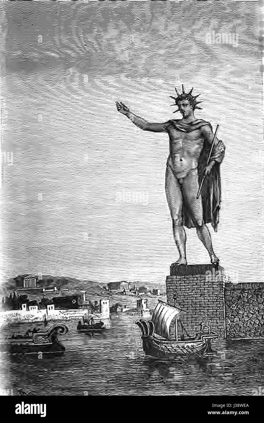 Die Colosse de Rhodos bezieht sich auf die berühmte antike Statue des Sonnengottes Helios, eines der sieben Weltwunder der Antike. Barclays Werk stellt wahrscheinlich eine historische oder künstlerische Darstellung dieser ikonischen Statue dar. Stockfoto