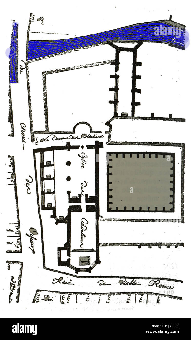 Couvent des Cordeliers 1769 planen Coluel 06107 Stockfoto