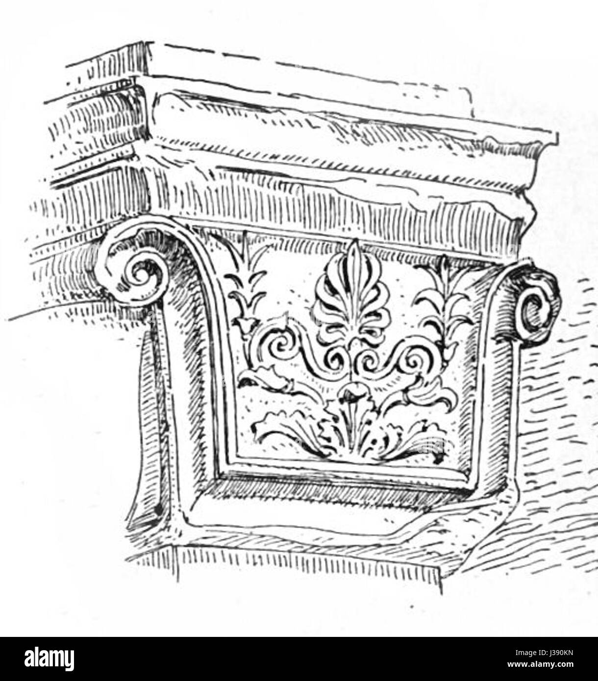 Die polsternde Hauptstadt der antiken Stadt Priene ist in der „Baukunst der Griechen“ zu sehen, die einen griechischen Architekturstil zeigt. Dieses dekorative Element wurde in Säulen verwendet und veranschaulicht die Eleganz des klassischen griechischen Designs. Stockfoto Die polsternde Hauptstadt der antiken Stadt Priene ist in der „Baukunst der Griechen“ zu sehen, die einen griechischen Architekturstil zeigt. Dieses dekorative Element wurde in Säulen verwendet und veranschaulicht die Eleganz des klassischen griechischen Designs. Stockfoto