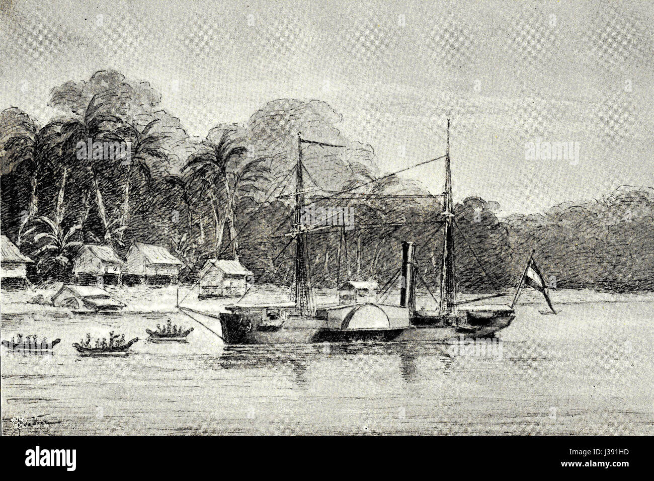 „De Onrust bij Lontontoeor“ ist ein Werk, das sich auf historische oder fiktive Ereignisse im Zusammenhang mit Unruhen in einem Ort namens Lontontoeor bezieht und sich auf soziale oder politische Konflikte konzentriert. Stockfoto