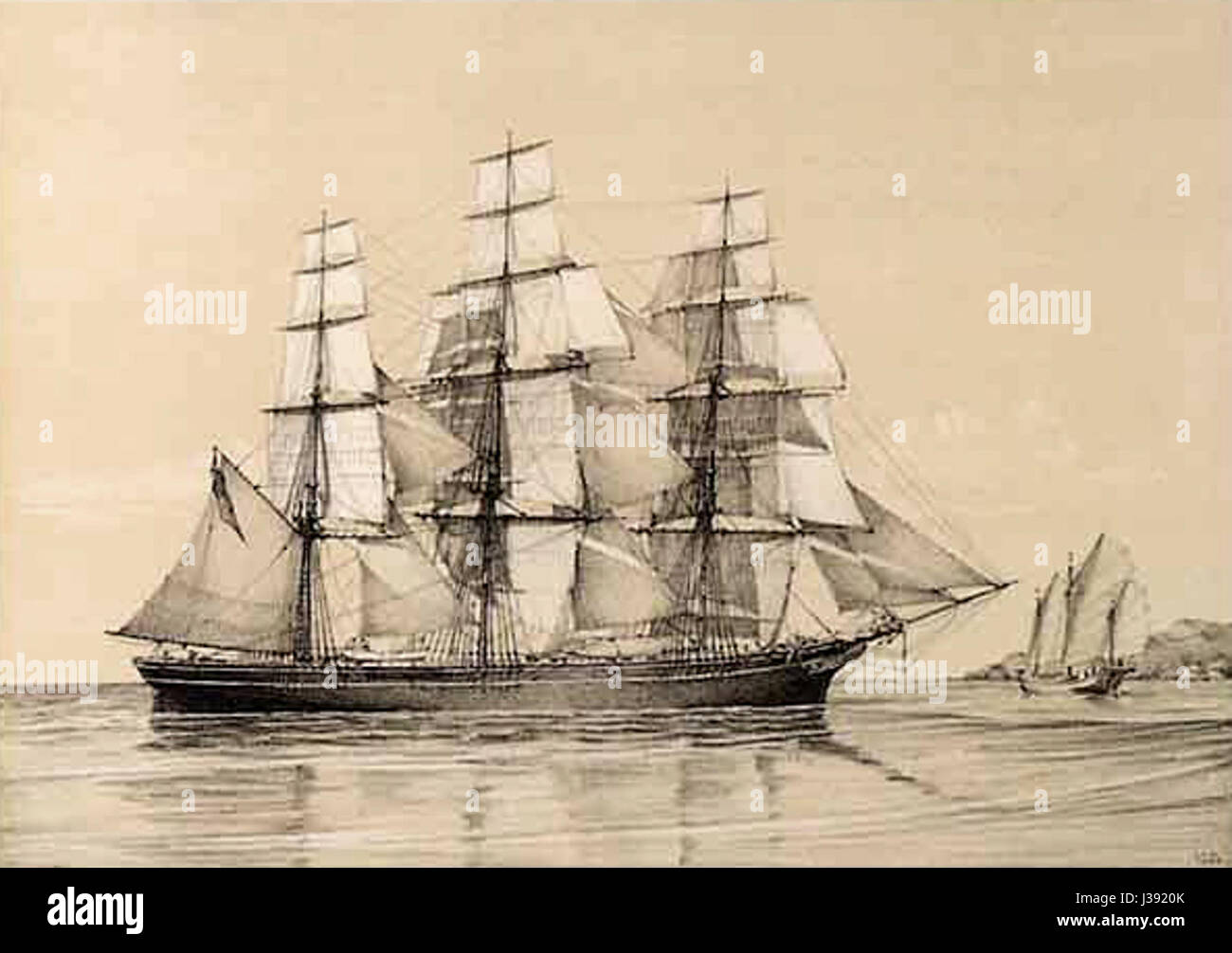 Die Clippership N.B. Palmer war ein amerikanisches Clipperschiff aus dem 19. Jahrhundert, das für seine Geschwindigkeit und Effizienz bekannt war. Sie war Mitte der 1800er Jahre im Handel und in der Schifffahrt tätig und steht in Verbindung mit der maritimen Geschichte. Stockfoto
