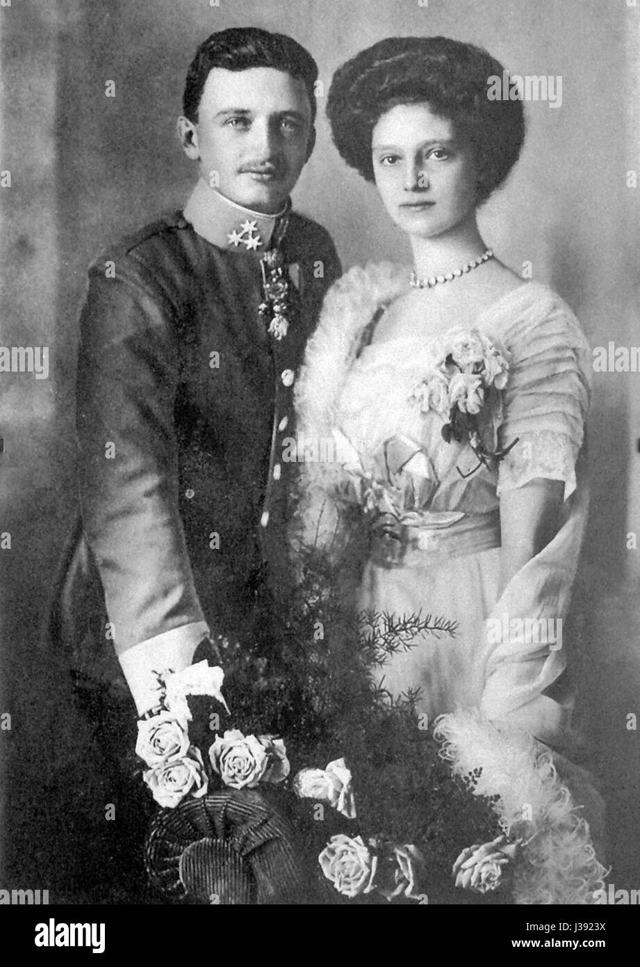 Dieser Titel bezieht sich auf Karl von Österreich Este und Zita von Bourbon Parma, ein königliches Paar, das Schlüsselrollen in der Geschichte Österreichs und Europas spielte, insbesondere im frühen 20. Jahrhundert. Stockfoto
