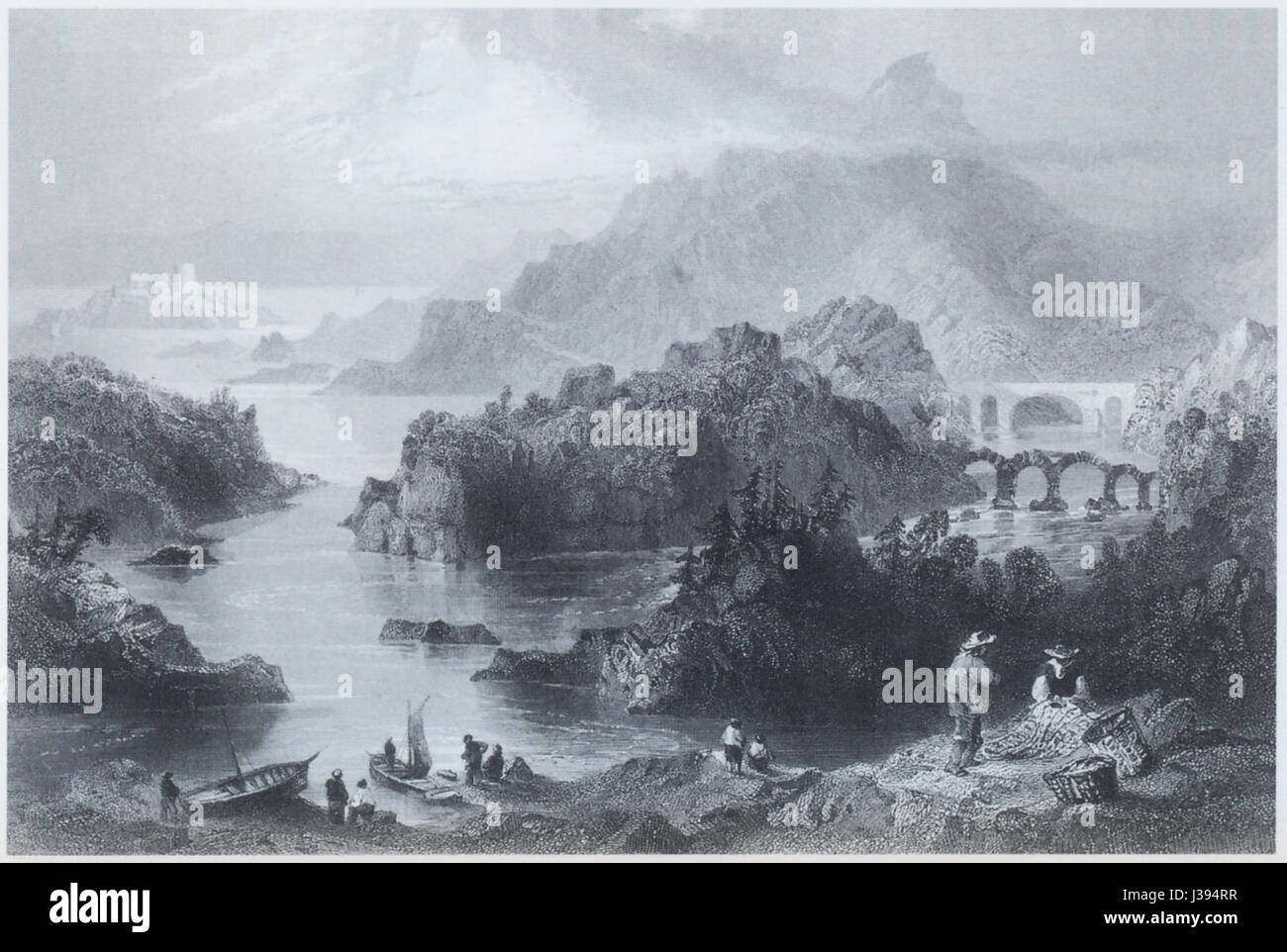 Cromwells Brücke, Glengariff durch William Henry Bartlett 1842 Stockfoto