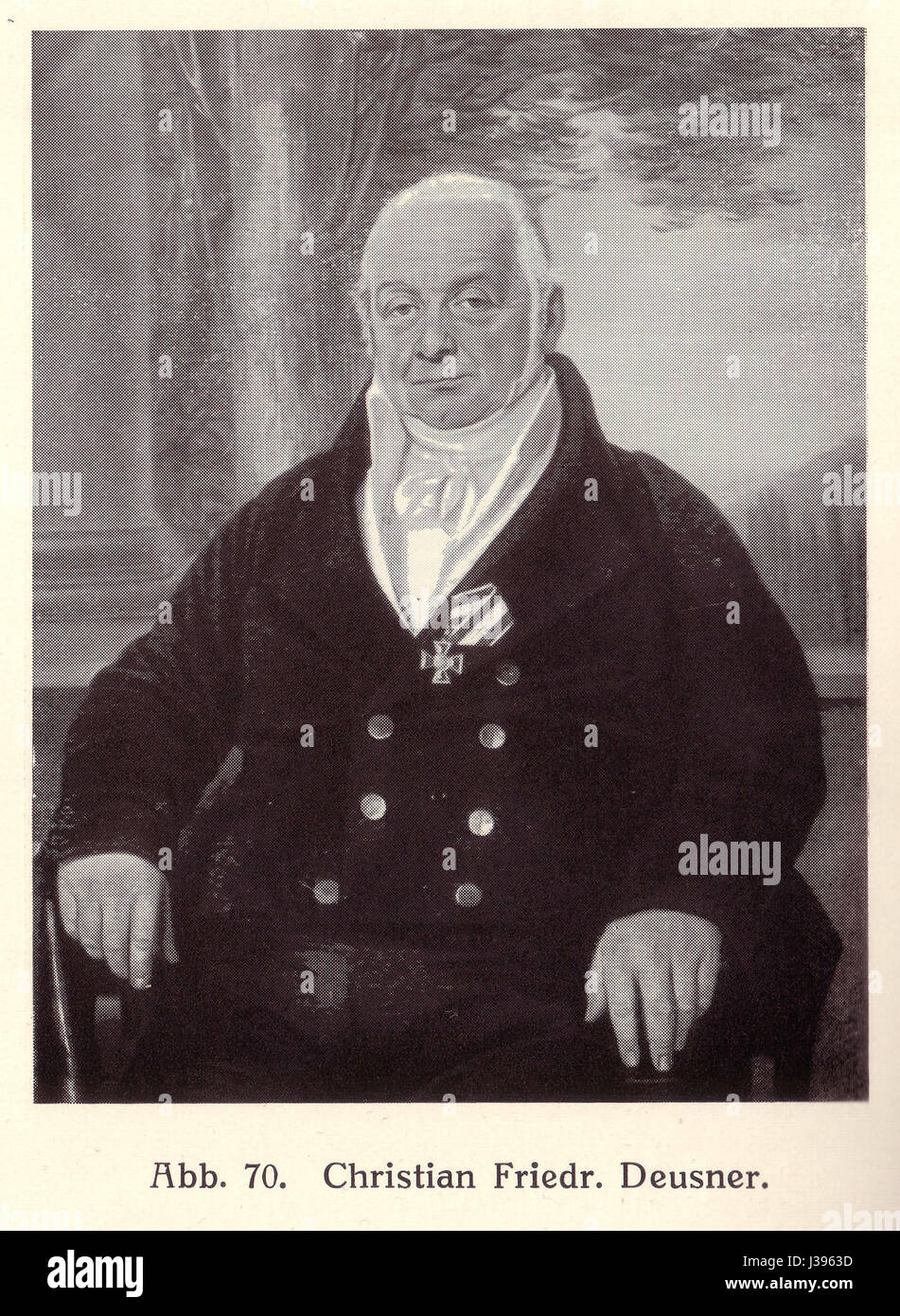 Christian Friedrich Deusner (1821) war ein deutscher Künstler, der für seine detailreichen und geschickten Stiche bekannt war. Sein Werk stellte oft historische und religiöse Themen dar und zeigte seine technische Meisterschaft und seine Beiträge zur europäischen Kunst des 19. Jahrhunderts. Stockfoto