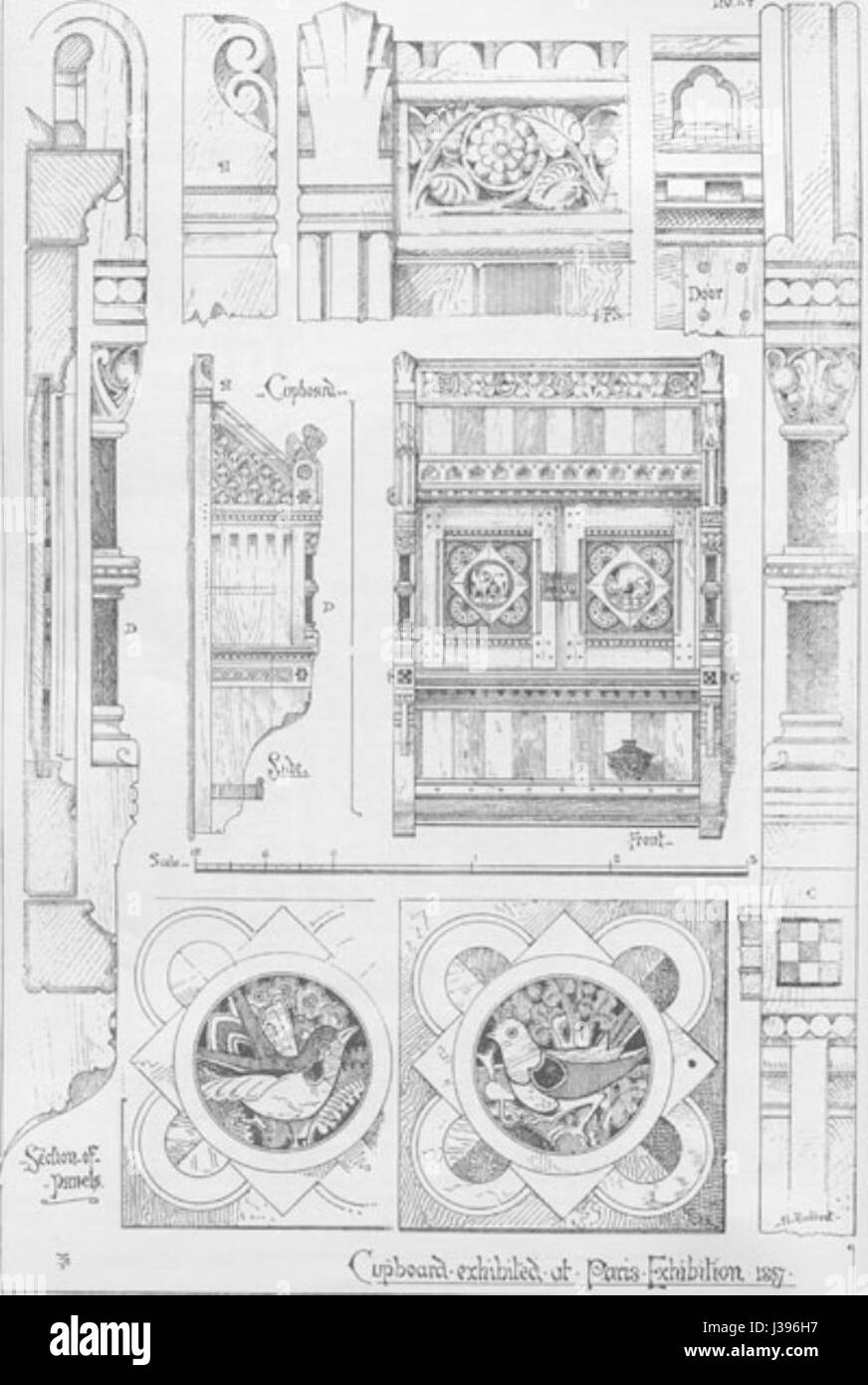 Schrank in Paris Ausstellung 1867 gotische Formen angewendet, Möbel ausgestellt Stockfoto