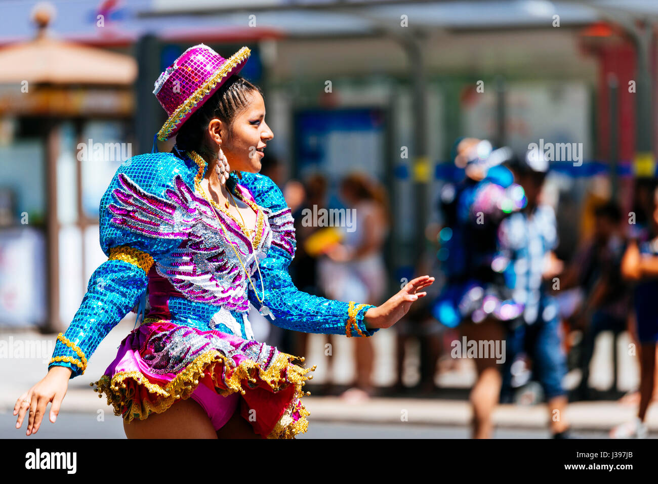 Bolivianische Karneval Parade. Madrid, Spanien, Europa Stockfoto