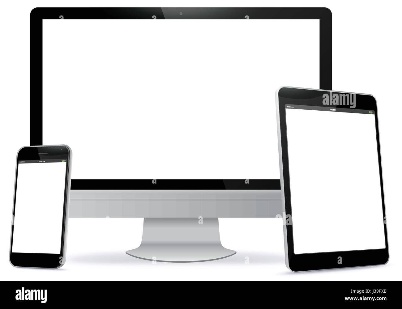 Computerbildschirm, Tablet PC, Smart Phone Vektor-Illustration. Stock Vektor