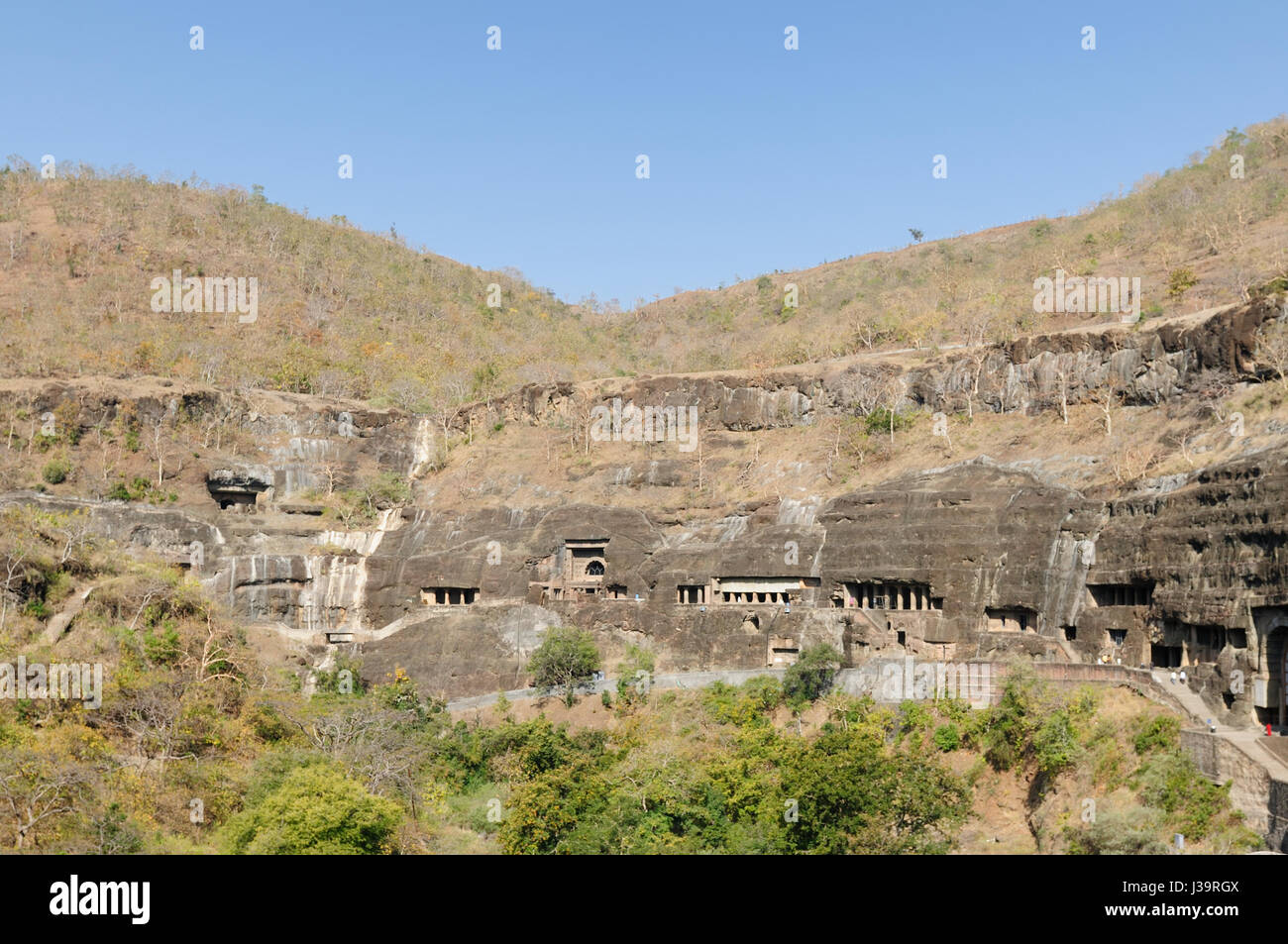 Ansicht des alten buddhistischer Felsentempel in Ajanta, Maharashtra, Indien (Unesco) Stockfoto