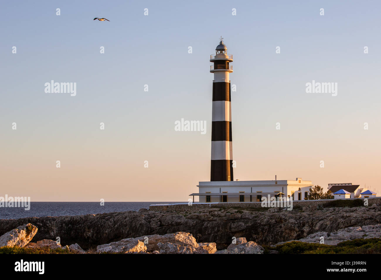 Kappe d'Artrutx Leuchtturm, Cala ' n Bosch, Menorca, Balearen, Spanien Stockfoto