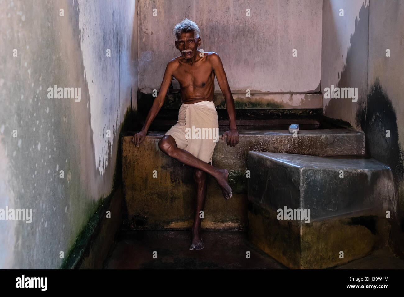 Dhobi Waschmaschinen/Wäscheservice Arbeitnehmer in Cochin ist Waschhaus Stockfoto