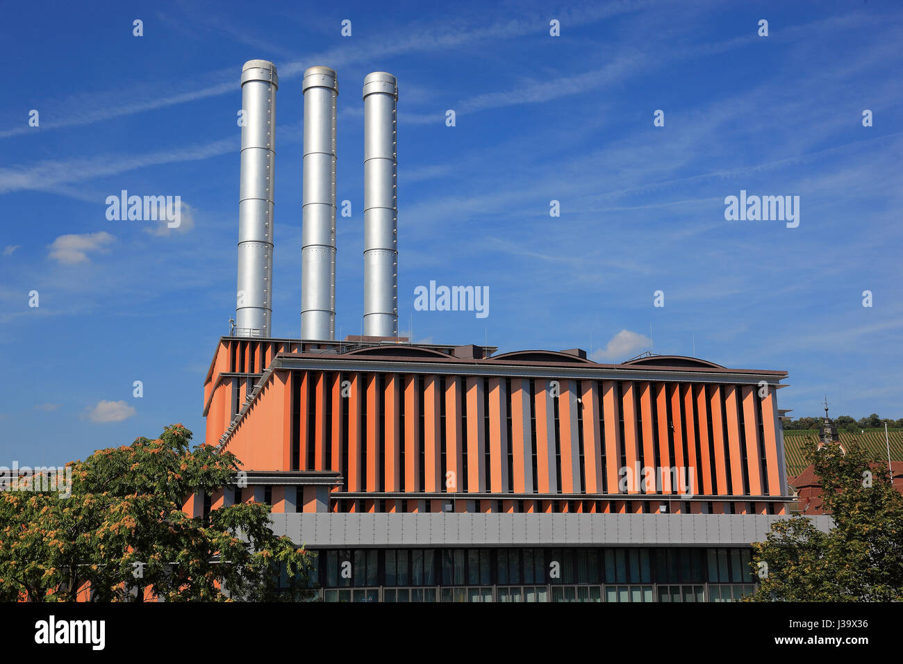 Deutschland, Unterfranken, Stadt von Wuerzburg, Das Heizkraftwerk, Erdgaskraftwerk Stockfoto