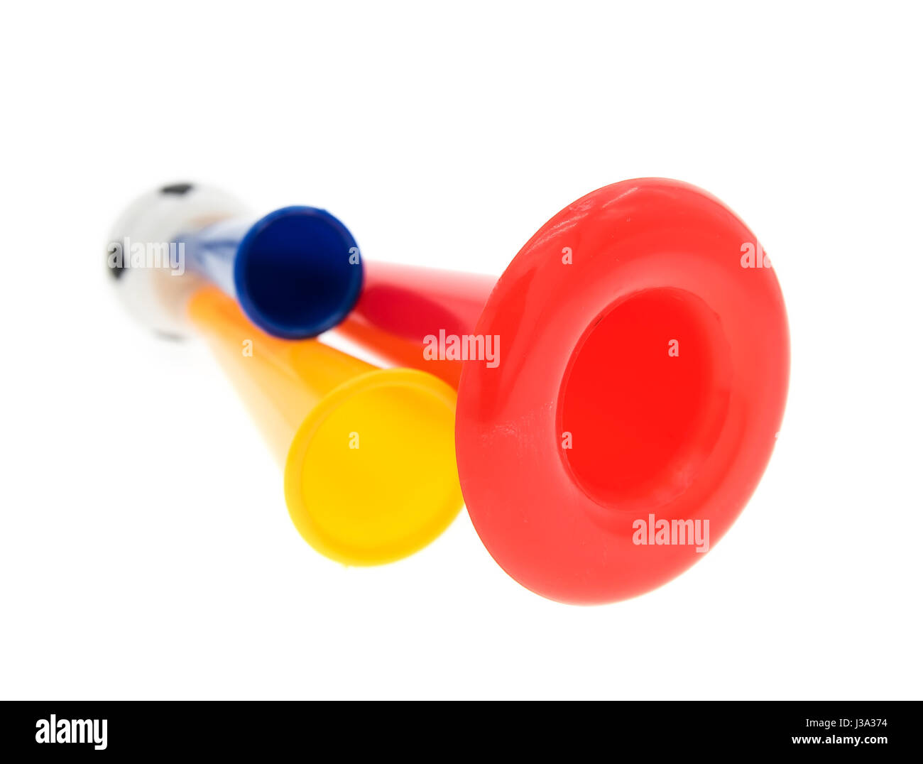 Fußball triple Fan-Trompete Stockfoto