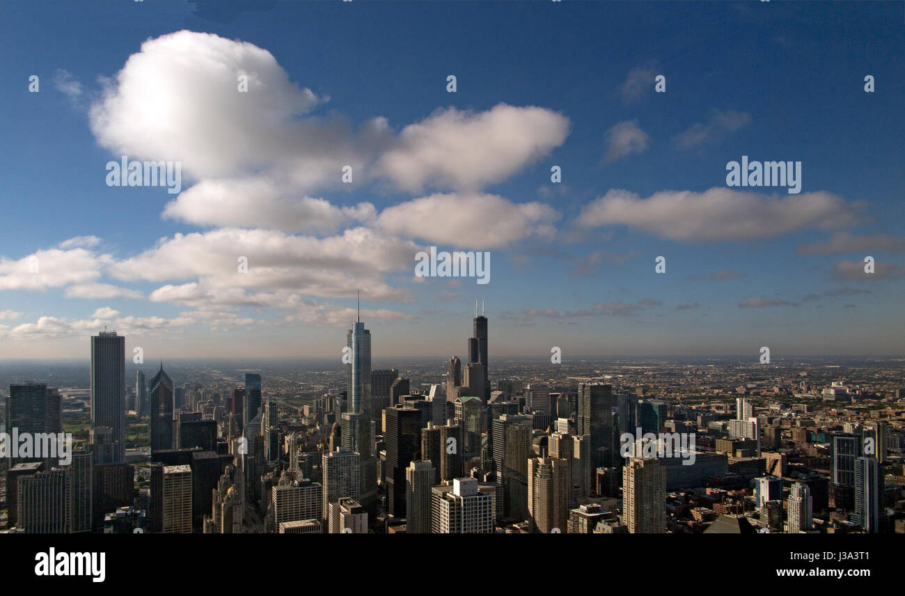 Luftaufnahme von Chicago vom Hancock Building Terrasse USA anzeigen Stockfoto