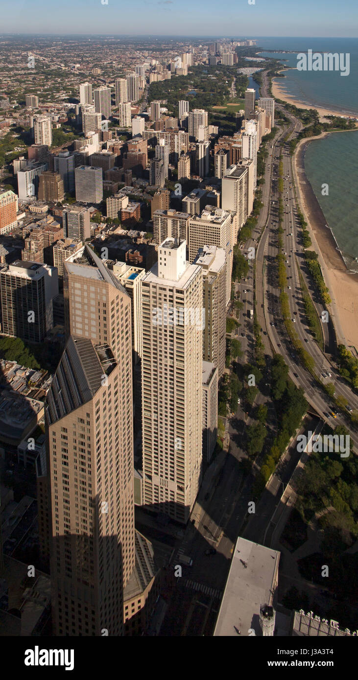 Luftaufnahme von Chicago vom Hancock Building Terrasse USA anzeigen Stockfoto