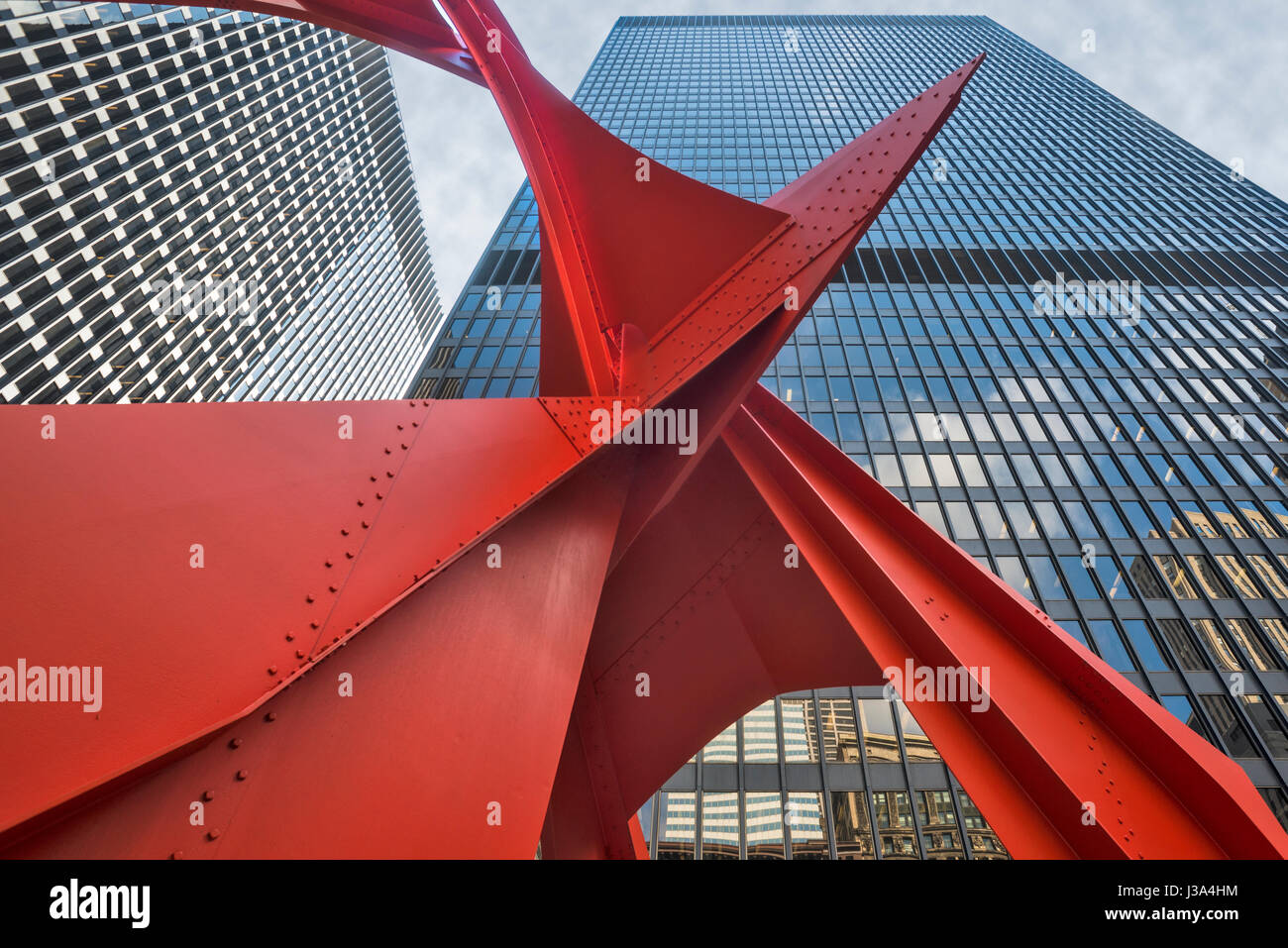 Calders stabiles Flamingo Jackson Street Chicago USA Stockfoto