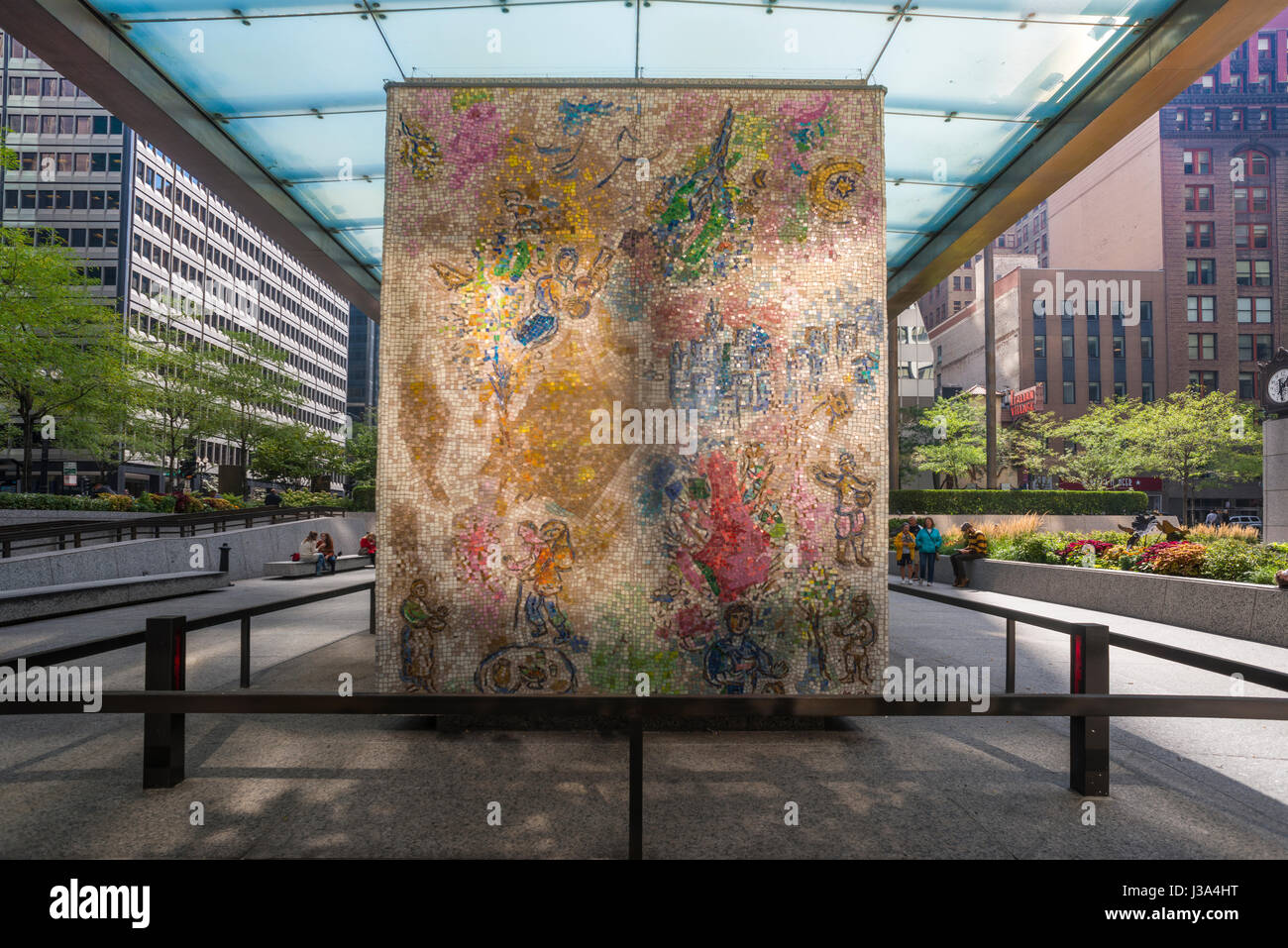 Chagall Fours Seasons Mosaik Chase Plaza Chicago USA Stockfoto