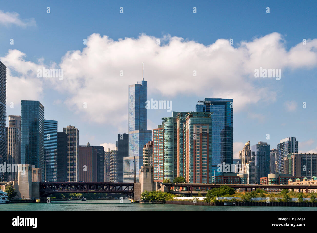 Malerische Aussicht von Chcago Fluss und die Stadt Scape USA Stockfoto