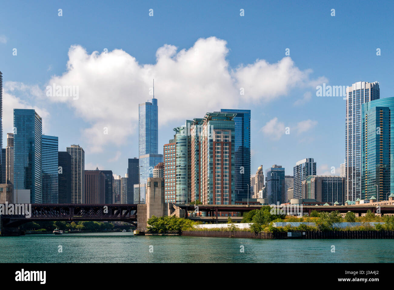 Malerische Aussicht von Chcago Fluss und die Stadt Scape USA Stockfoto