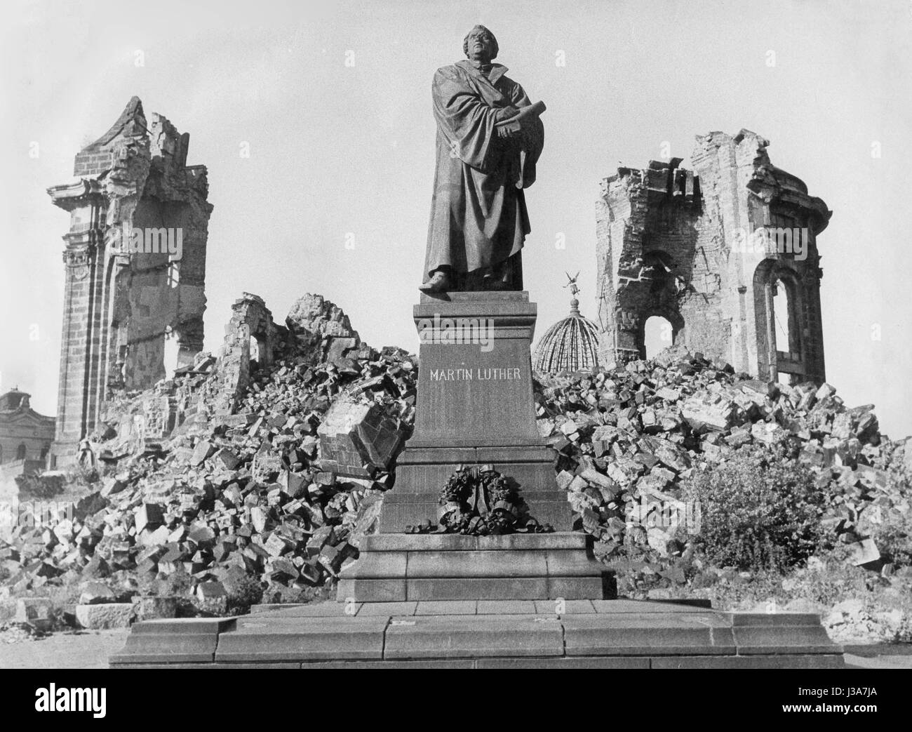 Die zerstörte Frauenkirche in Dresden, 1950er Jahre Stockfoto