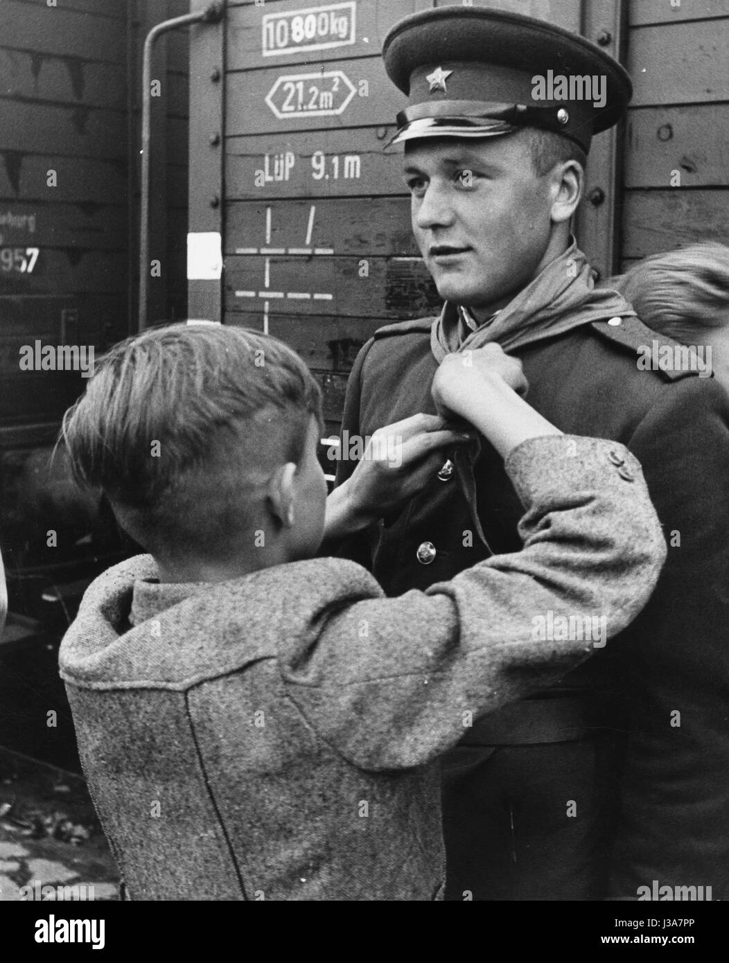 Rückzug der russischen Truppen aus Magdeburg, 1956 Stockfoto