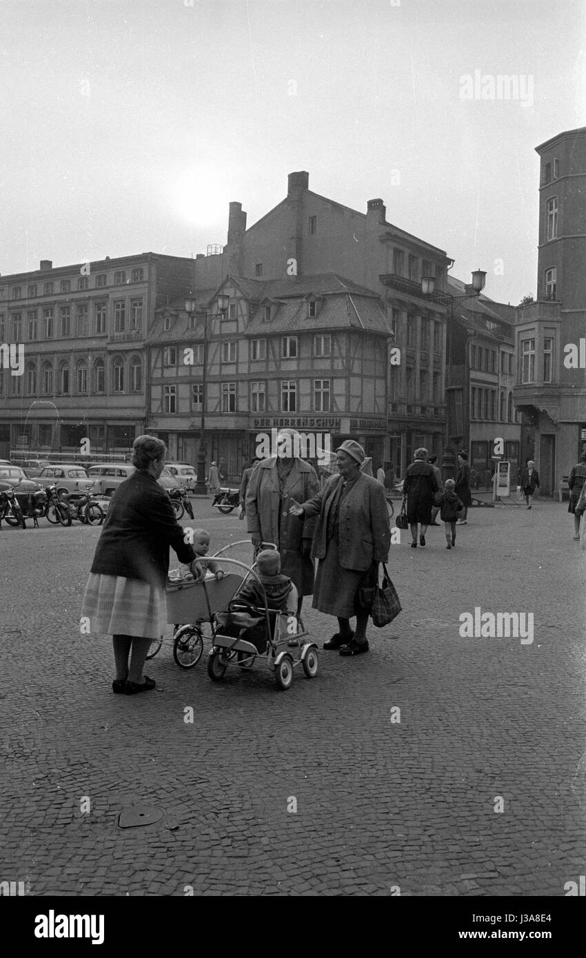 Überblick über den Markt von Schwerin, 1963 Stockfoto