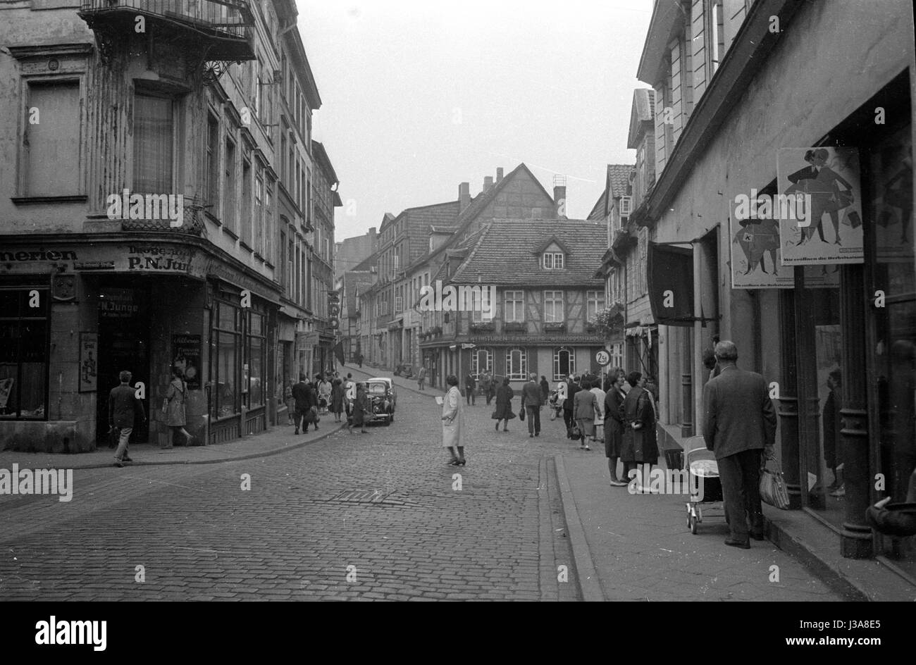 Geschäfte in der Stadt von Schwerin, 1963 Stockfoto