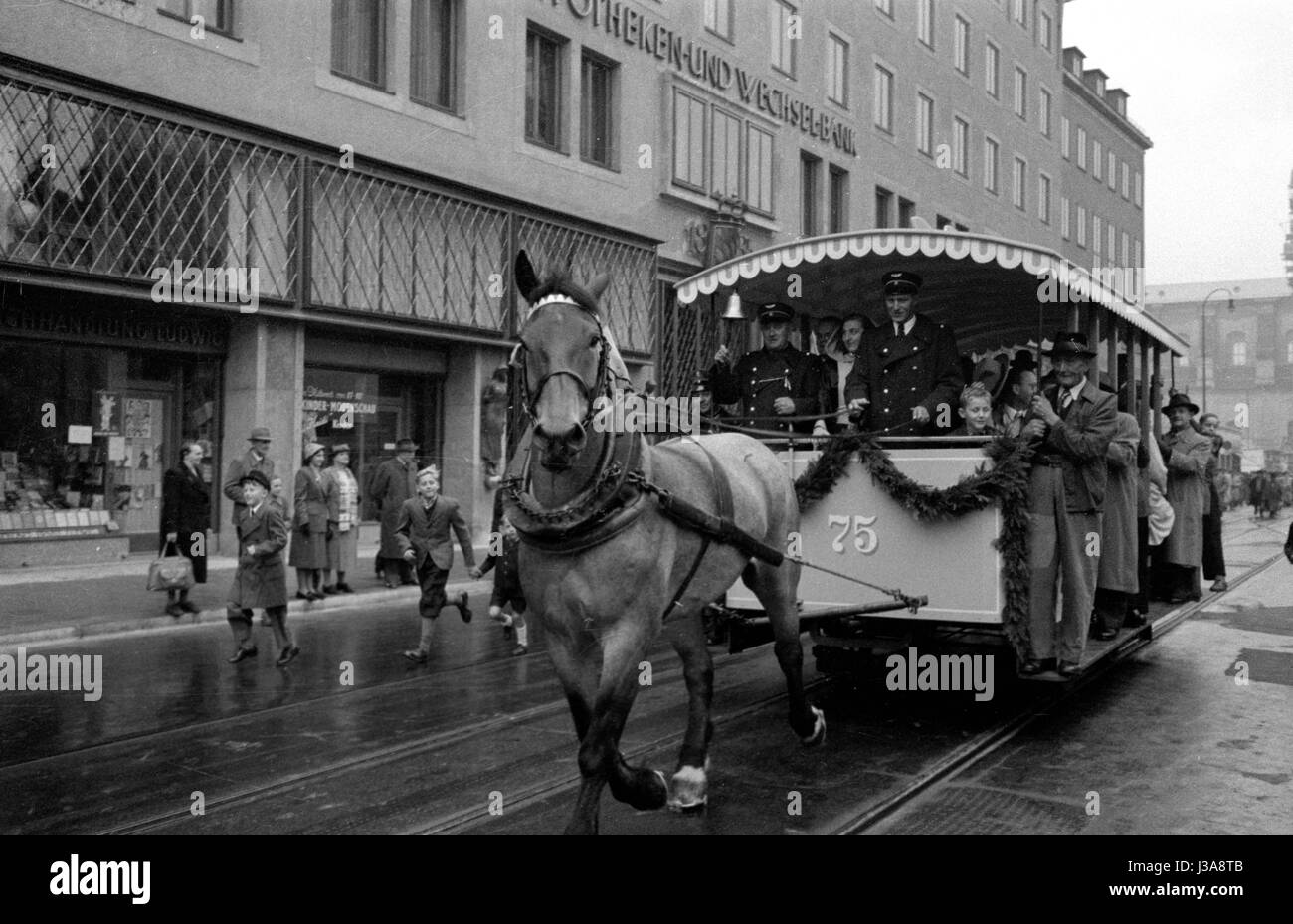 Das 75. Jubiläum der Straßenbahn München, 1951 Stockfoto