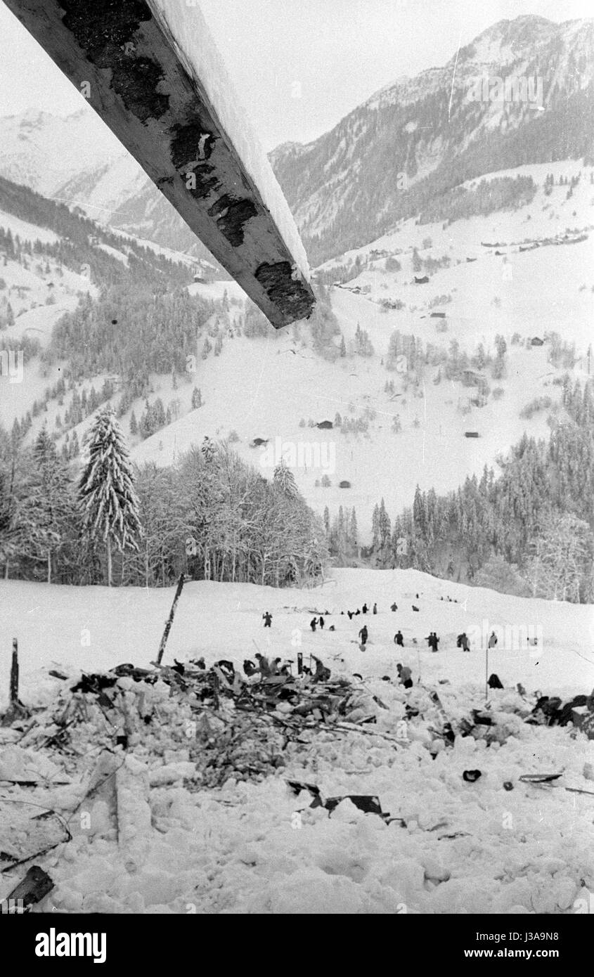 Ansicht eines völlig zerstörten Gebäudes in Blons, 1954 Stockfoto