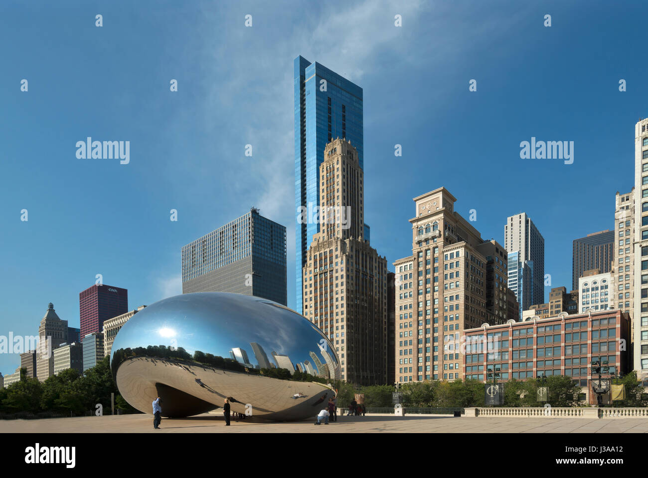 Skyline von Chicago am Millenium Park, USA Stockfoto