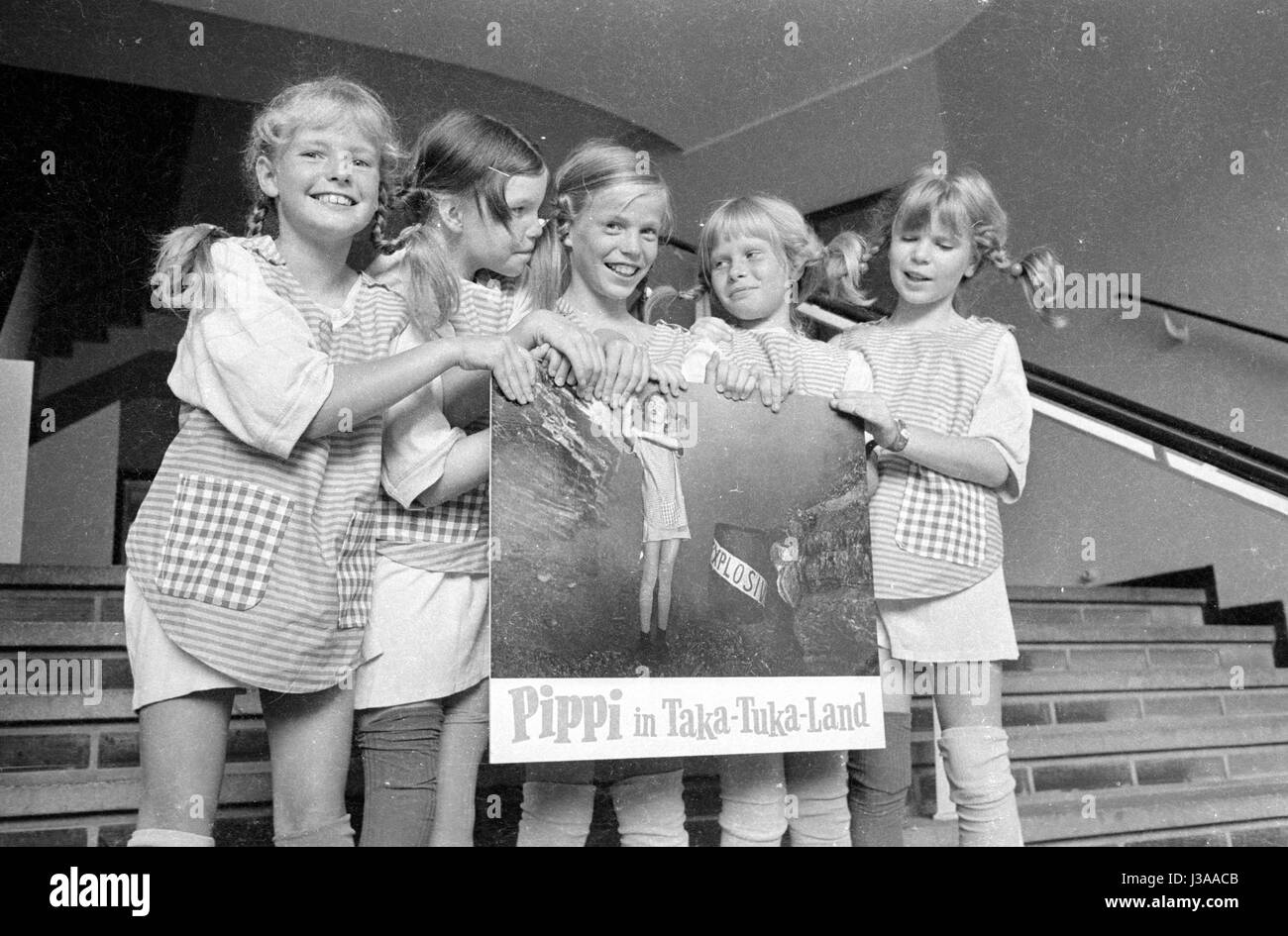 "Teilnehmer des '' Pippi Langstrumpf '' auf einer Tour von München, 1970" Stockfoto