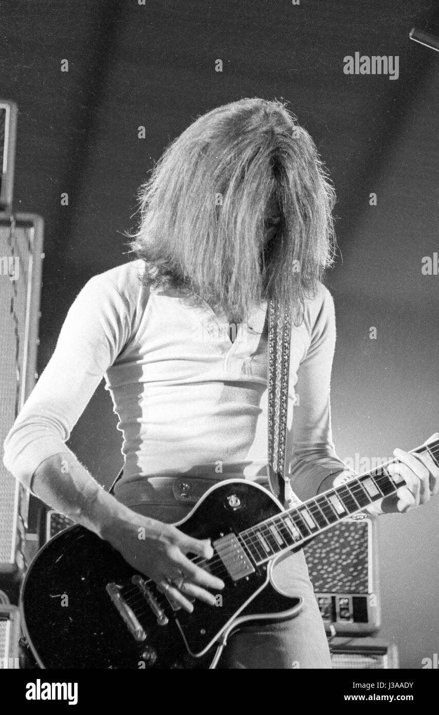 Leistung einer Band bei einem Rock-Festival in München, 1970 Stockfoto
