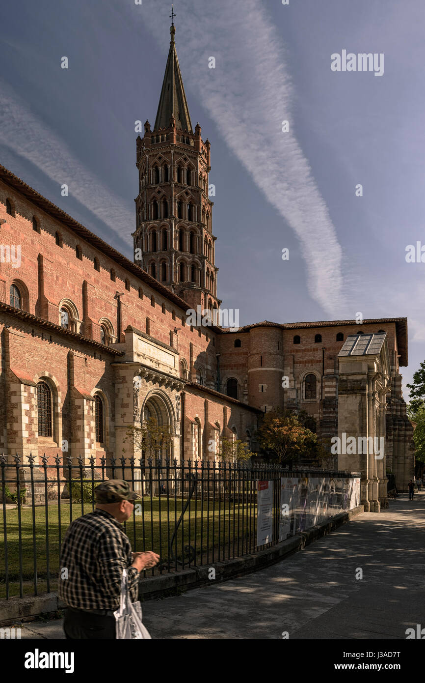 Basilique de San Saturnino, Saint-Sernin, romanische Kirche in der französischen Stadt Toulouse, Frankreich, Europa. Stockfoto