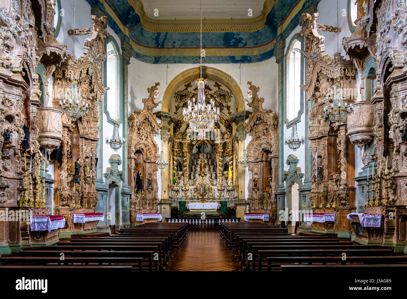 Innere des Sao Francisco de Assis Church - Sao Joao Del Rei, Minas Gerais, Brasilien Stockfoto