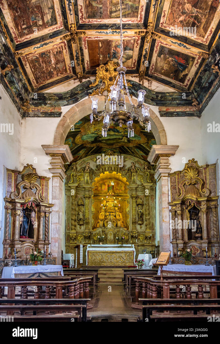 Interieur von Nossa Senhora Rosario Church - Tiradentes, Minas Gerais, Brasilien Stockfoto