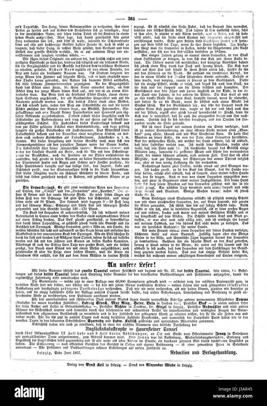 Die Gartenlaube war eine deutsche Illustrationszeitschrift, die eine bedeutende Rolle im deutschen Kulturleben des 19. Jahrhunderts spielte. Diese Ausgabe aus dem Jahr 1857 beleuchtet die Beiträge des Magazins zu Kunst, Literatur und sozialen Themen. Stockfoto