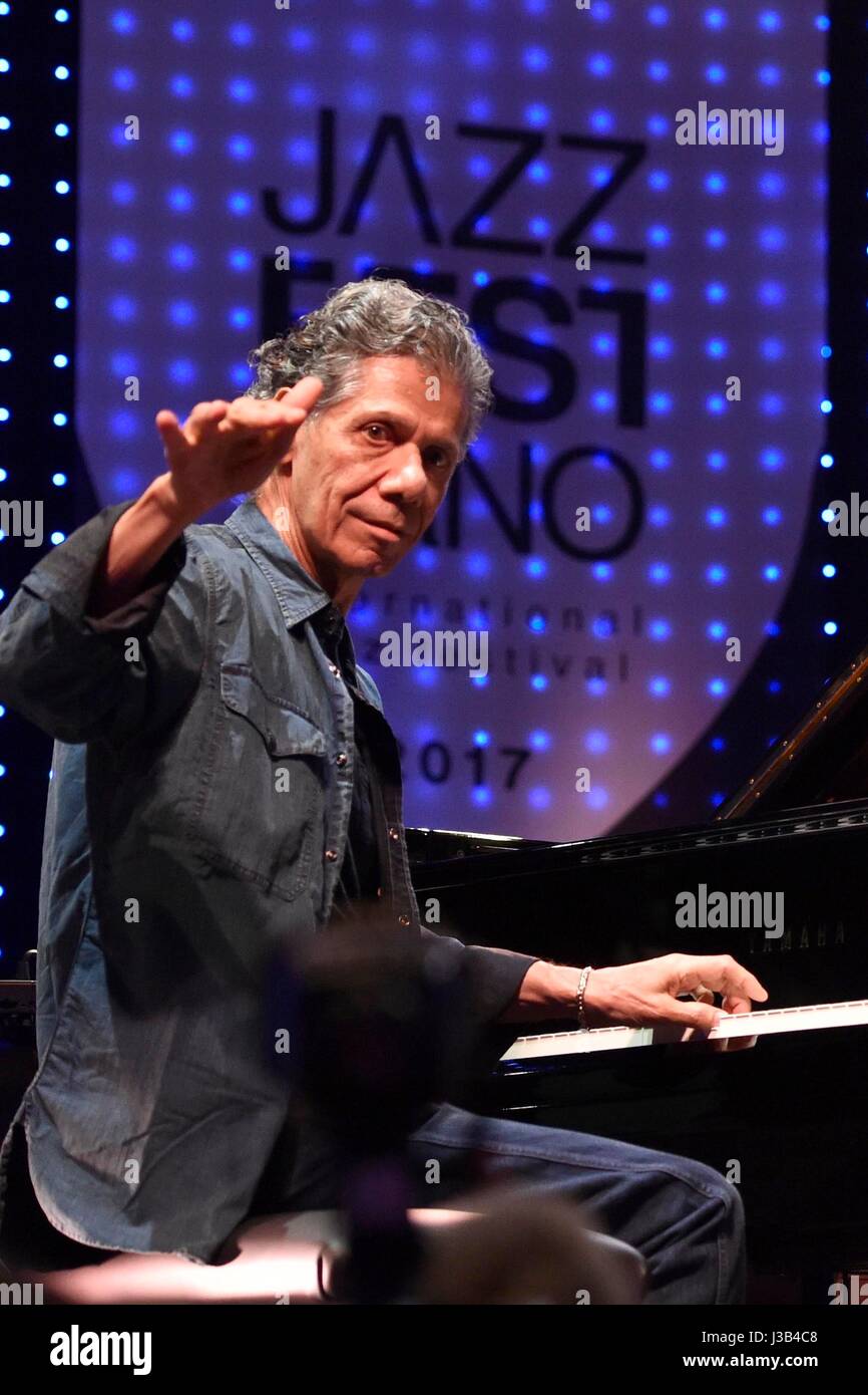 Brno, Tschechische Republik. 4. Mai 2017. Jazz-Pianisten Chick Corea während Jazz Fest in Brno, Tschechische Republik, 4. Mai 2017 durchführt. Bildnachweis: Vaclav Salek/CTK Foto/Alamy Live-Nachrichten Stockfoto