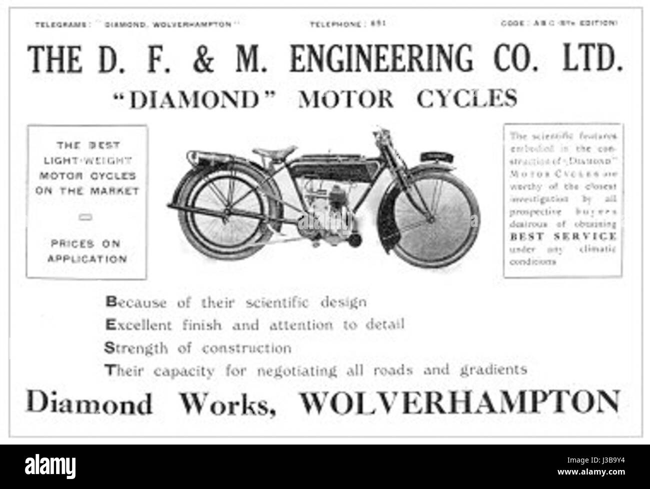 Diese 1920 Diamond-Werbung fördert eine Reihe von Produkten oder Dienstleistungen, die die Werbetrends und die Konsumkultur des frühen 20. Jahrhunderts widerspiegeln. Stockfoto