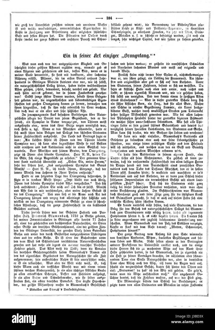 Die Gartenlaube war eine populäre deutsche Illustrationszeitschrift, die erstmals 1857 erschien. Diese Ausgabe mit der Nummer 594 enthält wahrscheinlich Artikel und Illustrationen, die die europäische Kultur, Politik und das soziale Leben des 19. Jahrhunderts widerspiegeln. Das Magazin war eine der ersten, die bildende Kunst mit redaktionellen Inhalten kombinierte und Einblicke in das Leben der Mittelschicht während dieser Zeit bot. Stockfoto