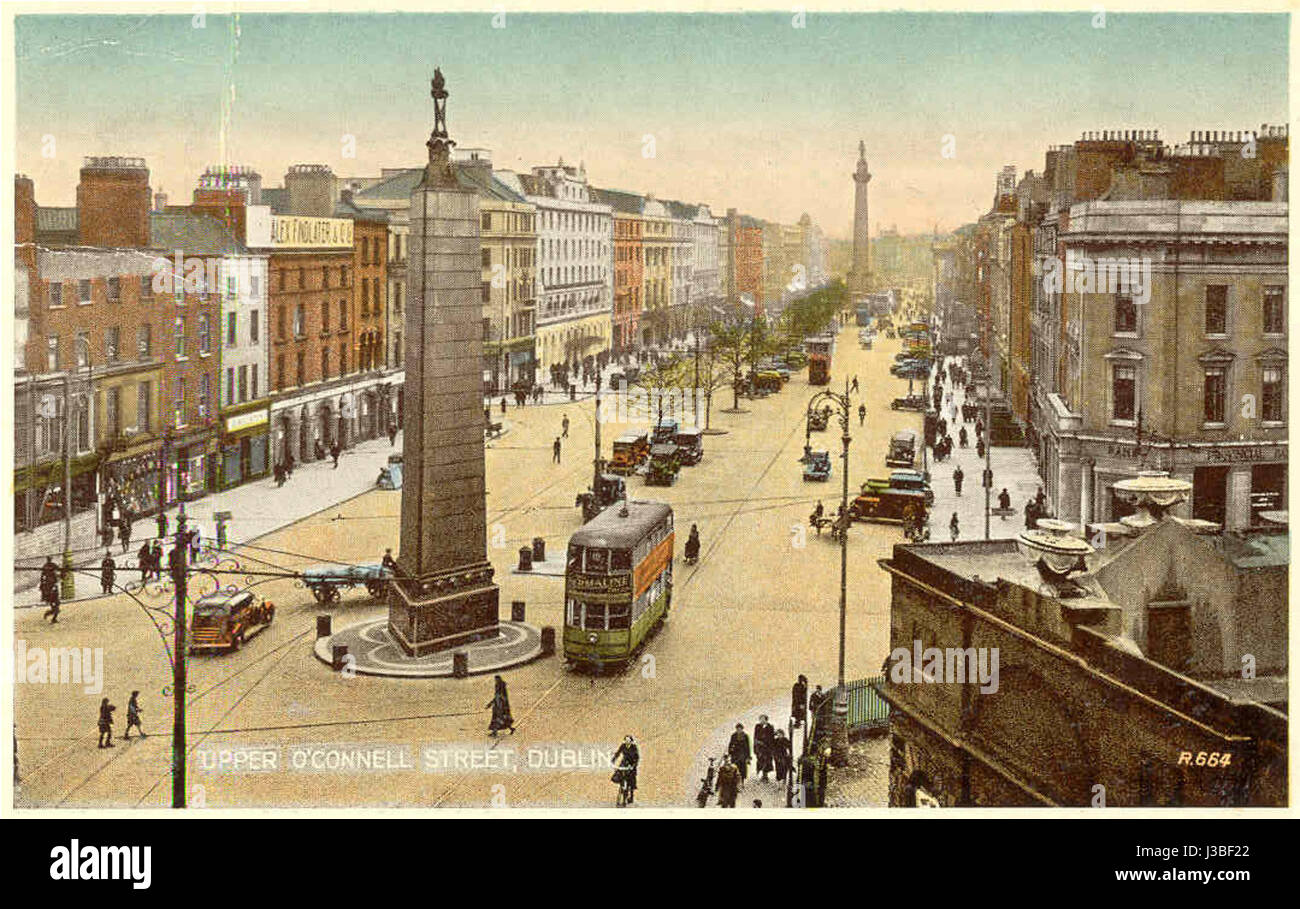 Anfang des 20. Jahrhunderts O'Connell St Dublin mit Straßenbahnen Stockfoto