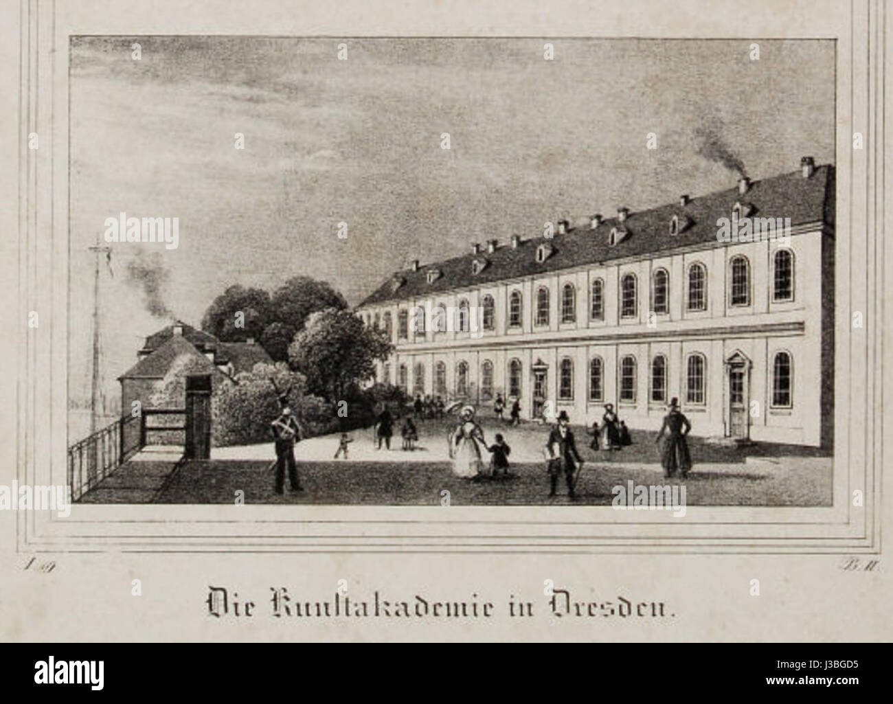 Die Kunstakademie in Dresden bezieht sich auf die Akademie der Bildenden Künste in Dresden, eine Institution, die maßgeblich zur Kunst beigetragen hat, insbesondere in Malerei, Skulptur und Architektur. Es ist eine bedeutende Kulturstätte. Stockfoto