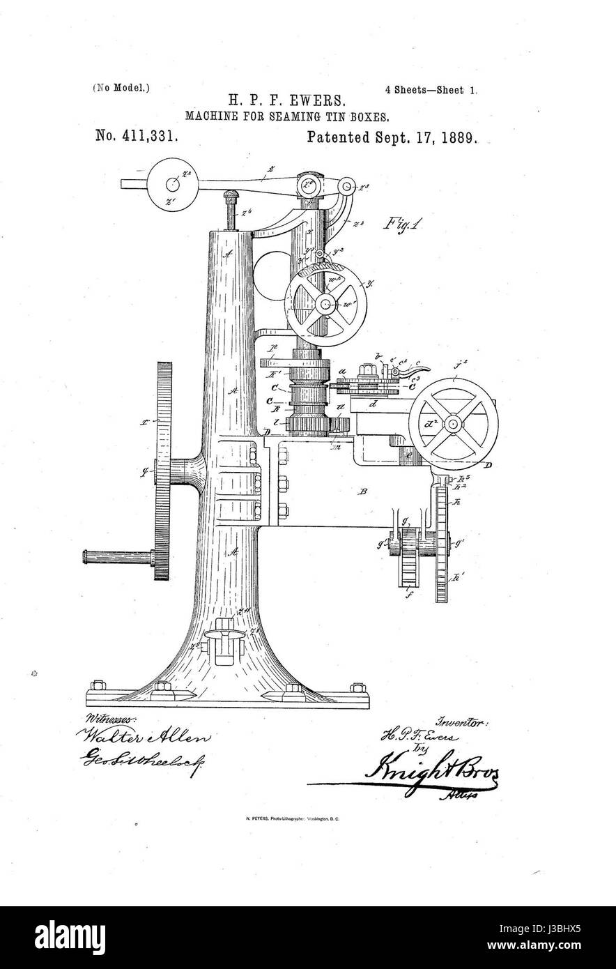 Dies scheint sich auf ein Patent von Ewers zu beziehen, das möglicherweise mit einer technologischen oder industriellen Erfindung zusammenhängt. Für mehr Klarheit sind weitere Untersuchungen erforderlich. Stockfoto