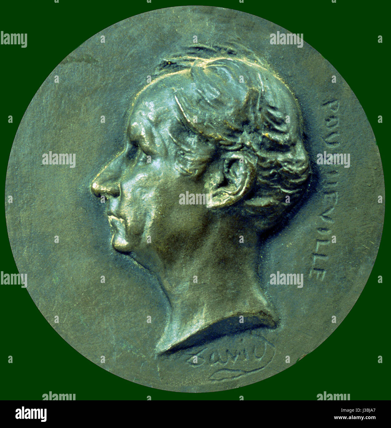 Dieses bronzene Bildnis von FranÃ Paragraph Pouqueville, geschaffen vom Bildhauer David d'Angers, erinnert an Pouquevilles bedeutende Beiträge zur französischen Geschichte und seine Reisen als Diplomat und Historiker. Stockfoto