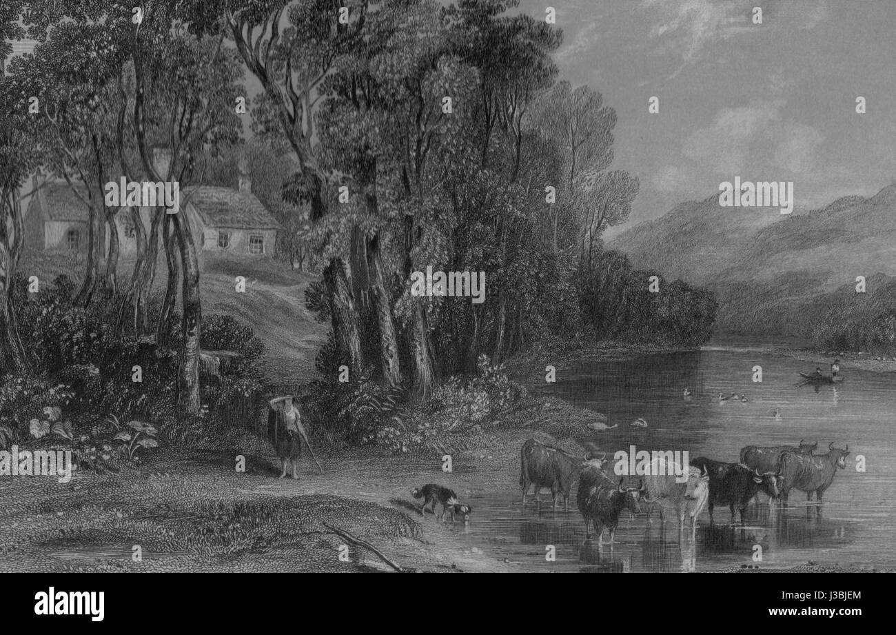 Die Ellisland Farm, die sich am Fluss Nith in Schottland befindet, ist historisch bedeutsam als Heimat des Dichters Robert Burns. Der Ort bietet Einblicke in sein Leben und die ländliche schottische Landschaft, die viele seiner Gedichte inspiriert hat. Stockfoto