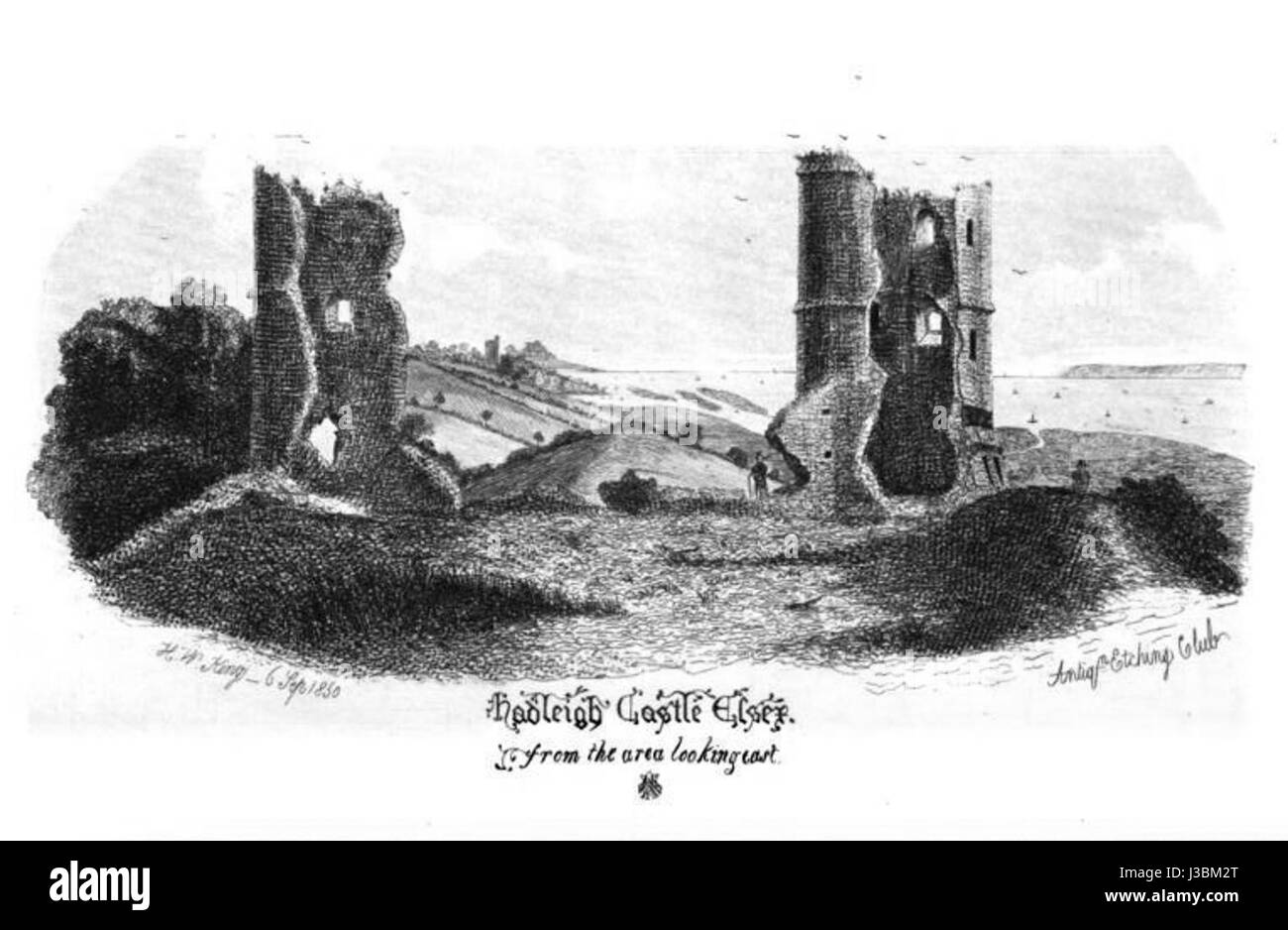 Radierung von Hadleigh Castle 1850 Stockfoto