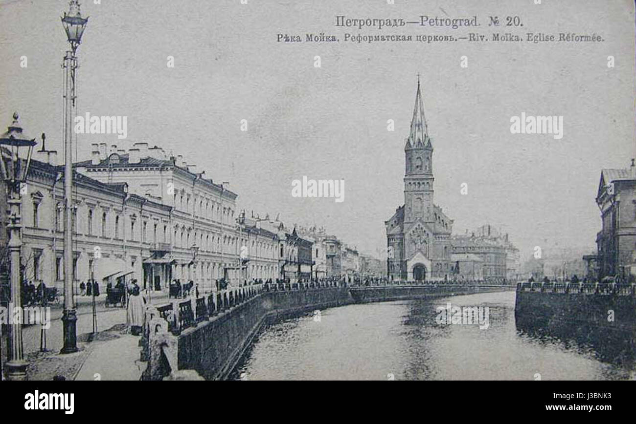 Deutsch-Reformierte Kirche in Postkarte Stockfoto