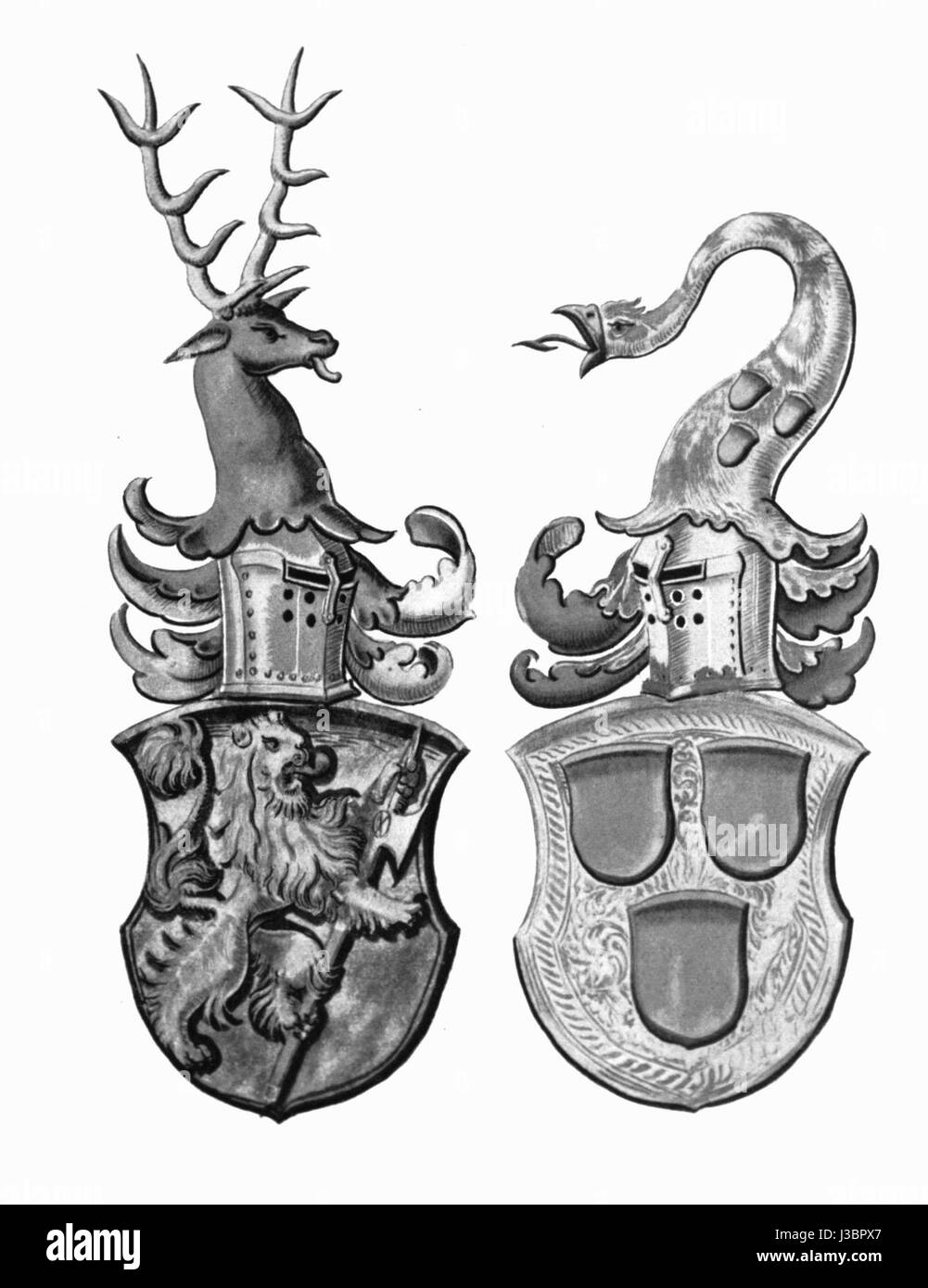 Ein historisches Foto des Flugzeugs DH2 152, das sein Design und seine Rolle in der Luftfahrtgeschichte zeigt, neben den Allianz Zimmern und Urslingen Wahrzeichen. Stockfoto