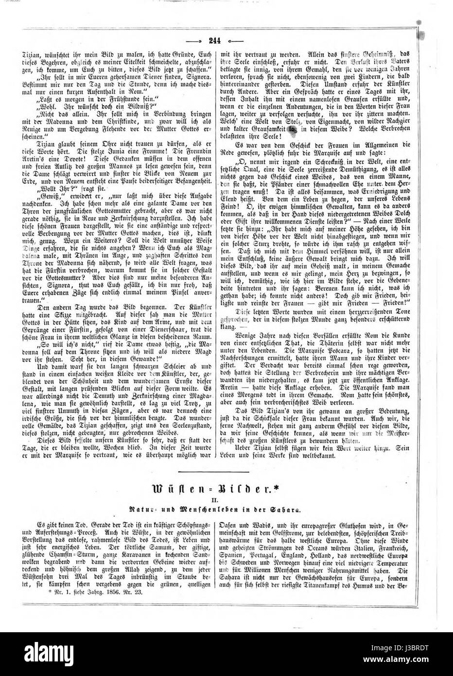 Die Gartenlaube war eine deutsche Illustrierte-Wochenzeitschrift, die von 1853 bis 1944 erschien. Die Ausgabe 244, die 1857 veröffentlicht wurde, enthielt verschiedene Artikel und Illustrationen, die für diesen Zeitraum relevant sind. Stockfoto