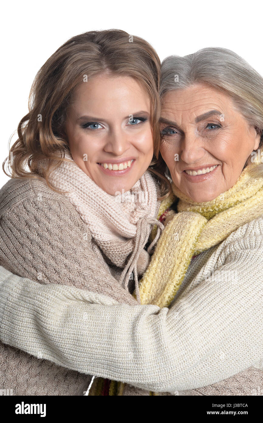 Schöne alte Mutter mit eine erwachsene Tochter Stockfotografie - Alamy